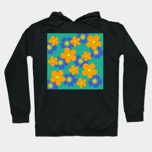 Retro 60's style flower pattern Hoodie by pauloneill-art